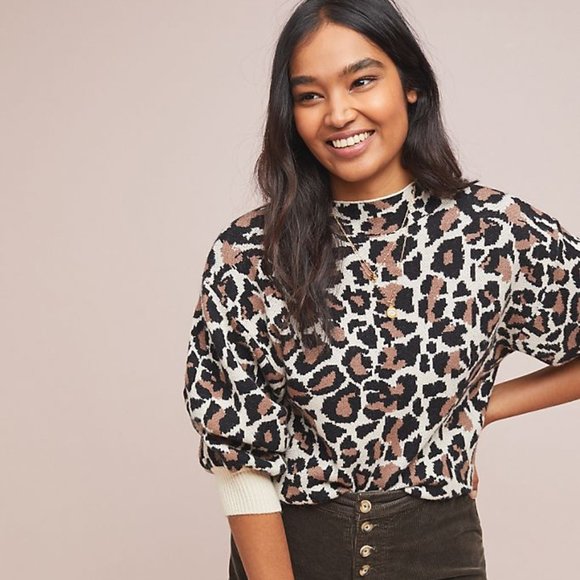 Anthropologie Sweaters - Anthropologie Leopard Print Sweater - Black, Brown, Cream